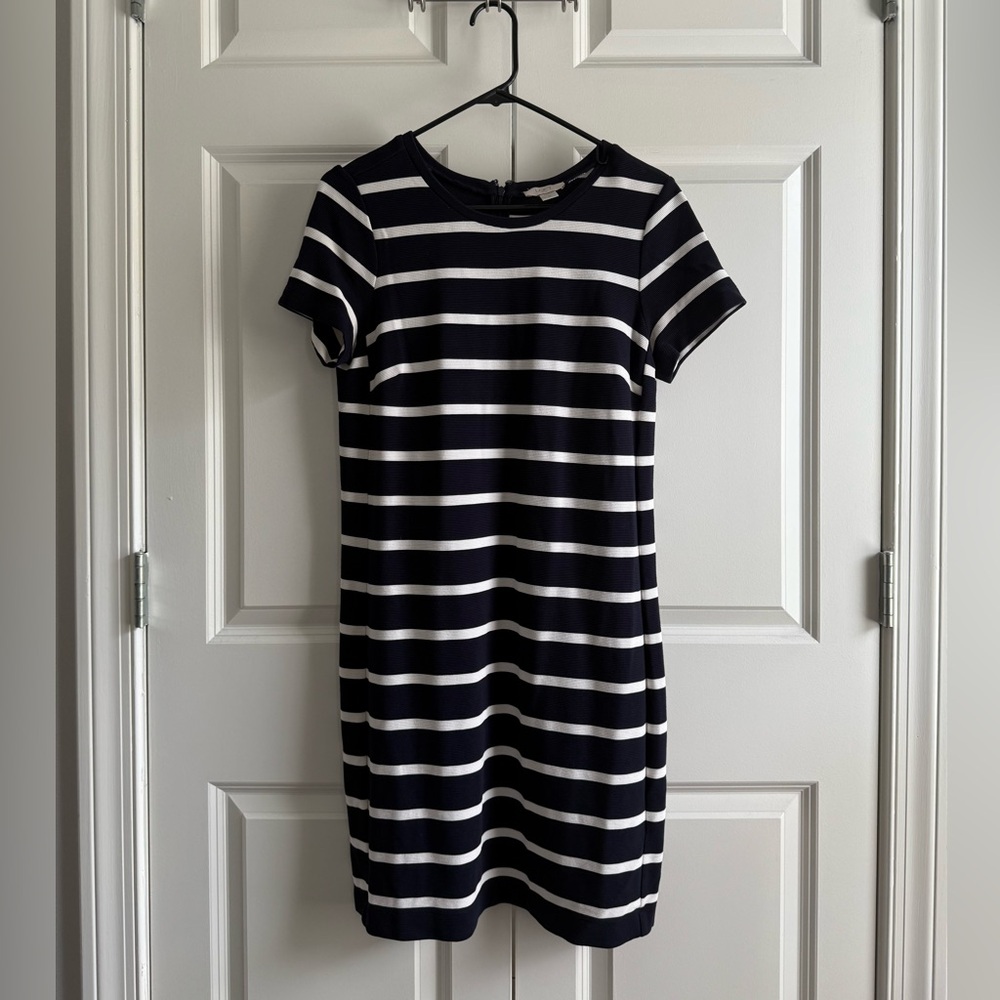 LOFT Navy and White Striped Mini Dress